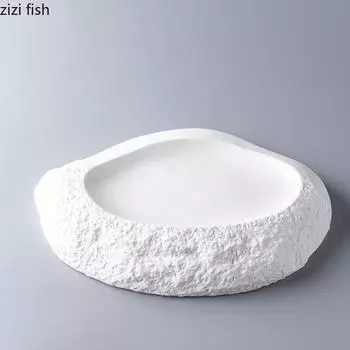 Ceramic Dinner Plate 12 Inch Irregular Steak Plate Pasta Plates Dessert Plates Snack Dish Salad Dish Household Tableware