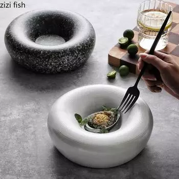 Ceramic Dinner Plate Restaurant Creative Thick Soup Plate Dessert Plate Snack Dish Pasta Plates Household Solid Color Tableware