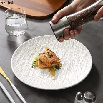 Ceramic Dinner Plate Restaurant Steak Plate Dessert Plate Snack Plates Sushi Plates Salad Plates Household Solid Color Tableware