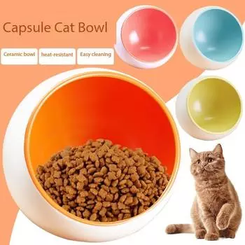 Ceramic Feeding Bowl Stable Not Easy To Tip Over Dog Cat Safe Non-toxic Feeding water Food Space Capsule