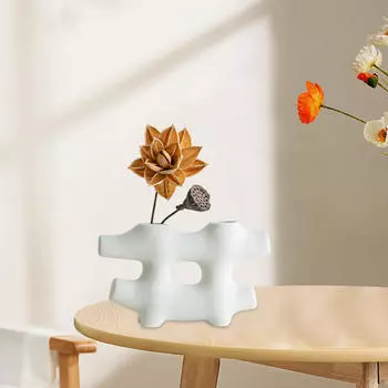 Керамическая ваза для цветов, фотореквизит, геометрическая абстрактная ваза, декор для полок 23cmx13.5cm