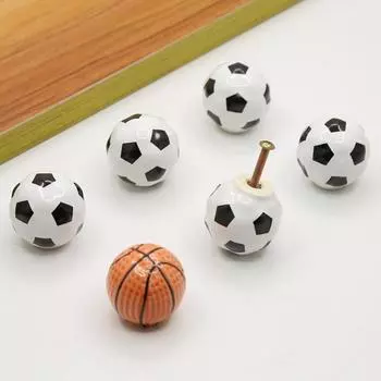 Ceramic Football Door Knob Single Hole Drawer Knobs Creative Basketball Door Handle Cupboard Basketball