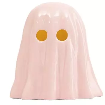 Ceramic Halloween Figurine – Glazed Porcelain Spirit Decoration With Hollow Eyes For Fall Table, Shelf Or Mantel Display – Spooky Cute Decor One Size розовый