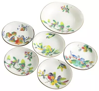 Ceramic indigo Hyakuchidori special plate