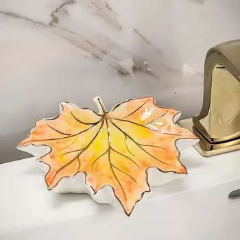 Ceramic Maple Leaf Soap Dish Holder Drain Portable Home Bathroom el Soap Box Tray Bathroom Accessories Crafts Gift