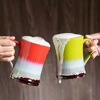 Ceramic Mug A large teapot Large Capacity Beer Cup Kitchen Bar Supplies Creative Kiln Glaze Ceramic Household Cups 550ml красный