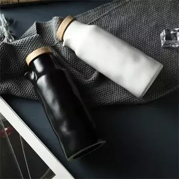 Ceramic Oil Bottle Wooden Cover Oil Can Soy Sauce Bottle Vinegar Pot Leakproof Spice Container Kitchen Spice Jar Seasoning Box белый