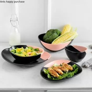 Ceramic Plate Dinner Plate Dishes Fruit Tray Salad Bowl Soup Bowl Noodle Bowls Dessert Plates Snack Tray Decorative Tableware