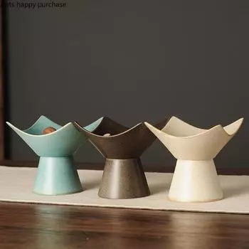 Ceramic Plate High-footed Refreshment Tray Dessert Plate Dried Fruit Plates Snack Tray Salad Bowl Cake Stand Pastry Trays Dish синий