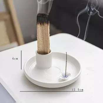 Ceramic Sage Holder and Palo Santo Holder Incense Stick for Burning Candle Holder Ash Catcher for Meditation Yoga (5 Inch) белый