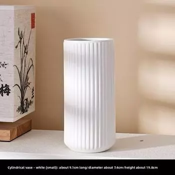 Ceramic Simple Modern Vase Elegant Glaze Finish Housewarming Gift Decor Home White C