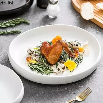 Ceramic Solid Color Salad Plate Restaurant Kitchen Creative Tableware Dinner Plate Irregular Shape Pasta Steak Sushi Plate