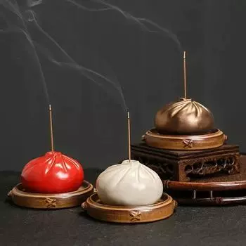 Ceramic Steamed Bun Style Incense Stick Burner Zen Incense Burner Creative Sandalwood Burner Beautiful Meaning Home Decor
