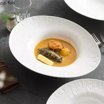 Ceramic Straw Hat Plate Salad Bowl Dining Plates Dessert Bowl Fruit Tray Soup Bowls Sugar Water Bowls Western Style Steak Plate