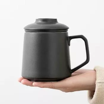 Керамическая чашка для чая с крышкой, высококачественная чайная кружка с кофейной кружкой для заварки White(450ml)