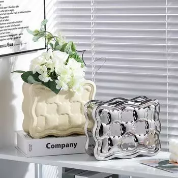 Керамическая ваза Сетка Ваза для мешков с зерном Серебряная цветочная композиция Цветочная композиция Цветочный горшок Украшения для дома Аксессуары Вазы Горшки