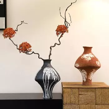 Ceramic Vase Irregular Graffiti Vintage Handmade Ceramic Crafts Floral Arrangement Accessories Flower Pot Home Decoration