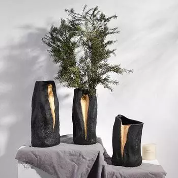 Ceramic Vase Irregularity Golden Crack Flower Vase Floral Accessories Terrarium Home Decoration Accessories Vases Pots