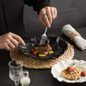 Ceramic Western Cuisine Plate Creative Storage Dish Kitchen Organizer Steak Plate Commercial S