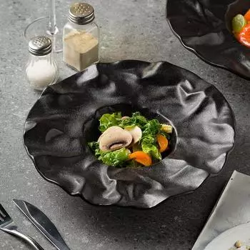 Ceramics Dinner Plate Matte Soup Basins Creative Household Tableware Irregular Shaped Salad Bowl Snacks Dessert Cake Plate