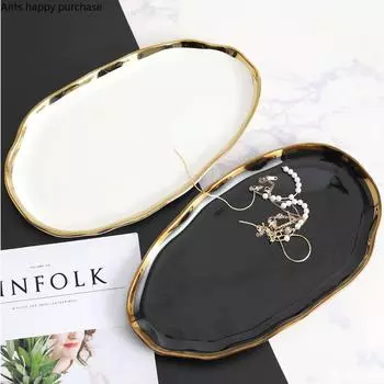 Ceramics Snack Candy Plate Irregular Dried Fruit Plate Living RoomHome Storage Tray Coffee Table Phnom Penh Decorative Tray чёрный