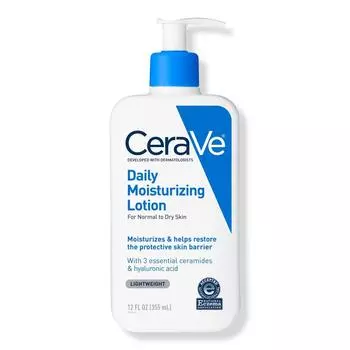 CeraVe Ежедневный увлажняющий лосьон для тела и лица для нормальной, сбалансированной и сухой кожи, 12,0 унций