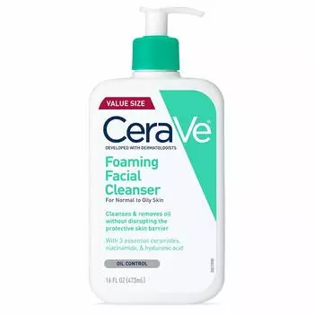 CeraVe Foaming Facial Cleanser 473 мл Ежедневное умывание для нормальной и жирной кожи лица,