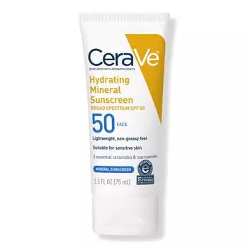 CeraVe Увлажняющий минеральный солнцезащитный лосьон для лица SPF 50, 2,5 унции