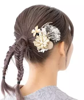 Церемония совершеннолетия Цумами Украшение для волос Сухой цветок Набор из 3 предметов Фурисодэ Выпускной Церемония Касуми Трава B Белый [SOUBIEN] (sbn-kaz10442)