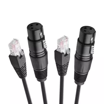 CERRXIAN 2 шт. 3-контактный XLR в RJ45 XLR Female в RJ45 Male конвертер DMX кабель для сценического осветительного оборудования KTV 30 см кабель, кабель, динамик, усилитель,