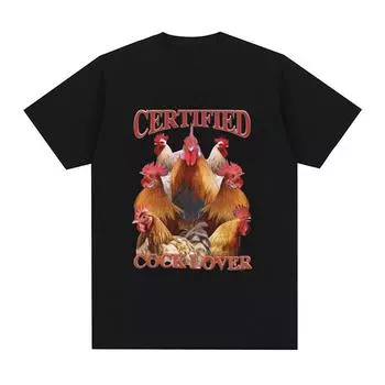 Certified Cock Lovers T-shirt Funny Chicken Meme T Shirt Men Women 100% Cotton Casual Short Sleeve Streetwear Harajuku T Shirts S