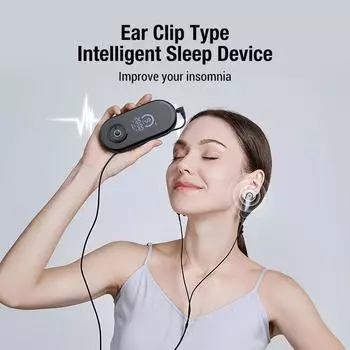 CES Fast Sleep Aid Ear Clip Type Устройство для электротерапии бессонницы Снимает беспокойство Депрессию Мигрень Головная боль Улучшает сон чёрный