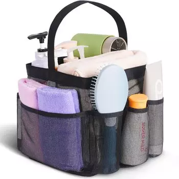 Cesta de ducha de malla para esenciales de dormitorio carrito de ducha con 8 bolsillos de gran bolsa de ducha для гимназий университетских искусств,
