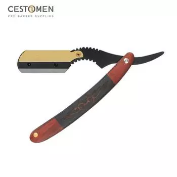 CESTOMEN Классический Премиум Держатель Лезвия Из Нержавеющей Стали Парикмахерская Бритва Деревянная Ручка Парикмахерская Бритва с Прямым Лезвием чёрный