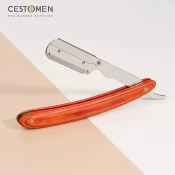 CESTOMEN мужской инструмент для бритья, складная классическая деревянная бритва из нержавеющей стали, профессиональная ручная бритва, держатель ножа для укладки бороды чёрный