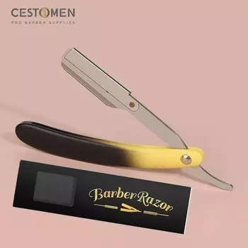 CESTOMEN новый стиль градиентная ручка лезвие держатель для бритвы прямой край парикмахерская складная бритва для стрижки волос безопасная бритва чёрный