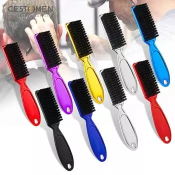 CESTOMEN Парикмахерская Покрытие Маленькая Мужская Щетка Для Укладки Волос Профессиональная Щетка Для Выцветания Стрижки Парикмахерская Винтажная Масляная Головка Форма Резьба Чистящая Щетка Для Выцветания чёрный