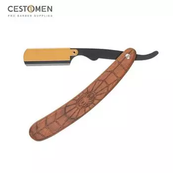 CESTOMEN профессиональная мужская бритва с прямыми краями, парикмахерская бритва, ножи, ручная бритва для бритья бороды, сменные лезвия, парикмахерский инструмент коричневый