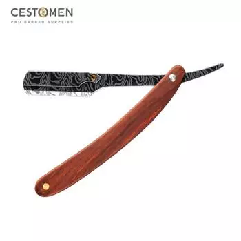 CESTOMEN профессиональная парикмахерская бритва с прямыми краями из нержавеющей стали, складная бритва, ручная бритва для стрижки бороды с деревянной ручкой