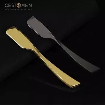 CESTOMEN складная мужская бритва с длинной ручкой, гальваническое золото, однолезвийная парикмахерская бритва с прямыми краями для парикмахерской чёрный