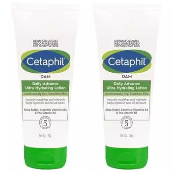 Cetaphil DAM Daily Advance Ультраувлажняющий лосьон для сухой, чувствительной кожи, масло ши | Нежирный, без отдушек | Без парабенов, без сульфатов (Упаковка из 2 шт.)
