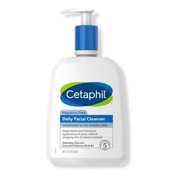 Cetaphil Ежедневное очищающее средство для лица для умывания без отдушек для чувствительной кожи, 16,0 унций