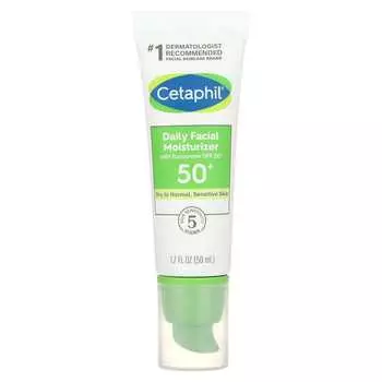 Cetaphil, Ежедневный увлажняющий крем для лица, SPF 50+, 1,7 жидких унций (50 мл)