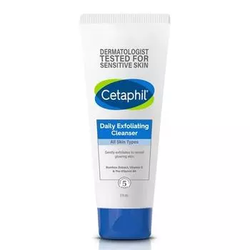 Cetaphil Face Wash Ежедневное отшелушивающее очищающее средство для всех типов кожи, 178 мл Отшелушивающий скраб для лица с витаминами E, B5 и экстрактом бамбука
