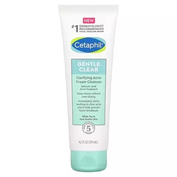 Cetaphil Gentle Clear, очищающий крем для кожи от угрей, 4,2 жидких унции (124 мл)