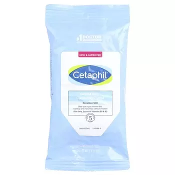 Cetaphil, мягкие очищающие салфетки для кожи, без отдушек, 10 влажных салфеток