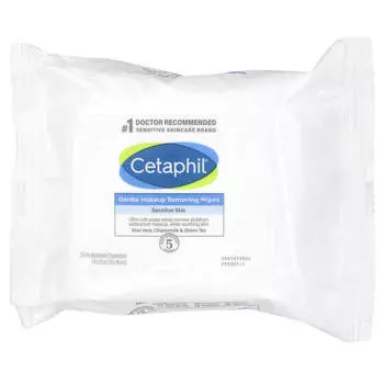 Cetaphil, Мягкие салфетки для снятия макияжа, 25 влажных салфеток