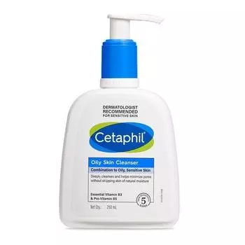 Cetaphil Oily Skin Cleanser, ежедневное средство для умывания жирной, склонной к акне кожи, нежное пенящееся средство, 250 мл