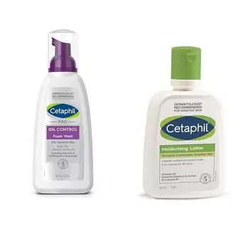 Cetaphil PRO Oil Control Foam для кожи, склонной к акне и жирности, 236 мл, увлажняющий лосьон для нормальной и комбинированной кожи, 100 мл, увлажняющий крем