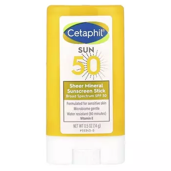 Cetaphil, Солнцезащитный карандаш с минералами ши, SPF 50, 0,5 унции (14 г)
